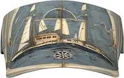 [PIXOLE] Nautical Sailing Pirate Printed Sun Visors hat for Women Men, Sports Cap, Adjustable Tennis Sun Hats with Sweatband