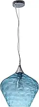 Lexi Lighting Zyla Glass Pendant Light, Vintage Blue Glass Shade, Chrome Metal Base, H175cm, E27 Bulb Base, Ceiling Fixture Hanging Lamp for Kitchen Island, Hallway, Kitchen Sink