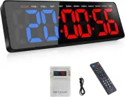 Gym Timer, 16.5" Large Digital Wall Clock for Gym Interval Workout, Green-red