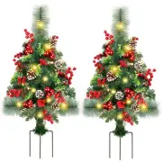 Set of 2 Pathway Christmas Tree Urn Filler, Lighted Artificial Mini Xmas Tree...