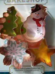 Bakeshop LARGE STAINLESS STEEL Traditional Cookie Cutters Tree Santa Star NWT