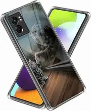 [Xunlaixin] Compatible with OPPO A57 / OPPO A77 Case with Tempered Glass Screen Protector, Clear Soft Silicone TPU Bumper Transparent Cover for OPPO A57 / OPPO A77 (Cat)