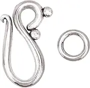 PH PandaHall 40 Sets S Ring Toggle Clasps - Tibetan Silver S Hook Ring Jewelry Connectors for Necklace Bracelet Making DIY Crafts