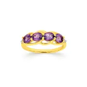 9ct Gold Amethyst & Diamonds Ring in Purple