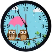 Cute Owls Wall Clock 12" Large Personalized option adding names E313