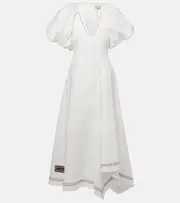 [Alemais] Alémais Magnolia embroidered linen midi dress UK 8 white