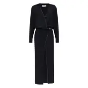 [The Attico] The Attico Wrap-front Split Dress 40 IT BLACK