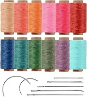 12 Vibrant Waxed Polyester Thread, 0.45mm Thin Diameter, 115 Yards/Spool, Wax Coated String Cord for Fine Leather Sewing, Stitching, Micro Macrame, Beading, Stringing, and Crafting