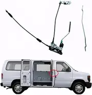 Side Door Latch Assembly w/Cable Rod Ford E150 E250 E350 1992-2018 Econoline Van， Replaces 8C2Z15264A00B
