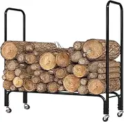 Firewood Holder，Firewood Rack Outdoor， Firewood Log Holder,Portable Rollable Firewood Storage Rack,Outside Wood Stand Stacking Racks