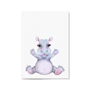Cute Baby Hippo Nursery Animal Gift Wall Art #1