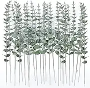 24pcs Eucalyptus Stems Decor Artificial Eucalyptus Leaves Faux Greenery Branches for Wedding Centerpiece Flower Floral Arrangement Farmhouse Home Wedding Office Decoration