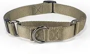 Cyclpet Nylon Adjustable Martingale Dog Collars,Comfort and Silky Daily Use Walking Training Dog Collar with Heavy Duty D-Ring for Active Large Medium Small Dogs. (Military Green, Large)