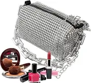 [Generic] Glitter Evening Bag | Chic Sparkly Evening Hand Bag - Chic Sparkly Evening Hand Bag, Women's Glitter Cocktail Prom Bags Chain Shoulder Bag for Wedding Party, White, Refer to description