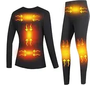 [IMYOGI] Cozy Electric Heating Underwear Thermal for Men Women, USB Rechargeable Heated Baselayer T Shirts+Pants Winter Long T Shirts+Pants for Outdoor,Camping,Skiing,Fishing, Motorcycle