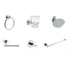 6 Items: Towel Rail Tumbler Soap Dish Robe Hook Towel Ring Roll Holder Bathroom