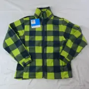 NEW Columbia 14 / 16 Large Green Blue Check Zing Fleece Zip Up Jacket