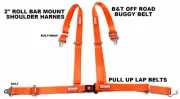 BUGGY OFF ROAD 2" SEAT BELT 4 PT B&T ROLL BAR MOUNT HARNESS ORANGE