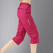Women's Hiking Shorts Summer Outdoor Breathable Quick Dry Zipper Pocket Lightweight Capri Pants Below Knee Black Rose Red Fishing Climbing L XL XXL XXXL 4XL /