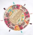 22" Pillow/Seat Cover Throw/Bean Bag Large With Bohemian Patchwork White