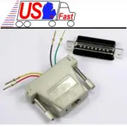 Lot10 DB25pin Male~RJ11 4wire 6P4C Jack Modular Adapter Aux/Data/Phone/Telephone