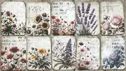floral vintage style junk journal flower garden card toppers set of 10