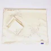 Vintage Shanghai Hand Embroidered Rectangle Linen Blend Tablecloth 12 Napkin New