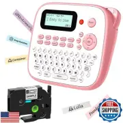 EazeID Pink Label Maker Machine with Tapes, Portable Kids Label Maker, QWERTY