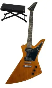 Full Size Natural Rock Style Electric 6 String Guitar Solid Wood With Foot Rest