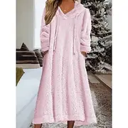 Women's Midi Dress Sweater Dress Hoodie Dress Fashion Modern Vacation Daily Weekend Regular Fit Plain Long Sleeve Hooded Pink Army Green Khaki Winter Autumn