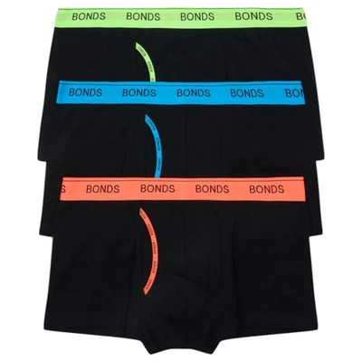 12 X Bonds Mens Guyfront Trunks Underwear Black Multi Undies