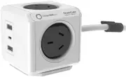 Allocacoc 20W 4 Outlets 2 USB-A + 1 USB-C PD Powercube with Surge, 1.5 Metre, Grey