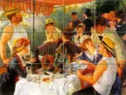 Tile Mural Luncheon of Boating Party by Renoir Kitchen Backsplash Marble Ceramic
