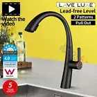 Lave Luxe Black Pull Out Swivel Spout Kitchen Sink Mixer Tap Brass Basin Faucet