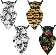 [Diusye] 4 Pcs Neck Gaiter Face Cover Bandana Scarf, Crowded Traffic with Taxi Cars