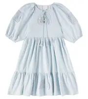 [Petite Amalie] Petite Amalie Crochet cotton chambray dress Y 3 blue