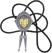 [Jeilwiy] Western Bolo Tie for Men Wedding Native American Cowboy Necktie Vintage Black Bolo Tie Gold