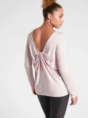 NWT S Delicate Pink Waterfall Long Sleeve Lightweight Top Breathable