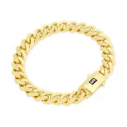 14k Yellow Gold Royal Monaco Miami Cuban Link 9mm Curb Chain Mens Bracelet 8.5"