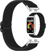 Disscool Replacement Adjustable Wrist Bands Compatible with Huawei Band 10/10 NFC/9/9 NFC/8/8 NFC, Soft Nylon Wrist Strap with Quick Release for Man Women(Nylon/Black)