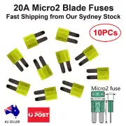 10-Pack 20A Micro2 Blade Fuses - Yellow Car Truck Auto Fuses 20 Amp Fuse 10PCs
