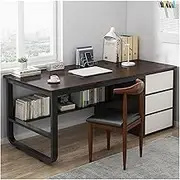 Modern Office Desk Workstation with 3 Drawers Storage Shelves and Standing Desk Feature