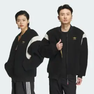 【adidas】SHERPA BOMBER 三葉草 男女休閒外套-黑白黃-IX4215-XS