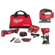 Milwaukee Oscillating Multi-Tool Kit 18V Cordless w/ Compact Router + Jigsaw