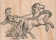 Mounted Rubber Stamp, Roman Chariot and Horses, Roman Times, Olympic, Rome