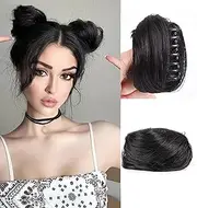 SDZNYQT Mini Claw Hair Bun Clip - Fake Hair Space Donut Chignon Messy Updo Extensions Wig Accessory in Black (2 Pack)