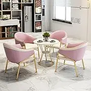 Office Reception Room Club Table and Chair Set, Reception Table and Chair Combination,Coffee Table and Chair Set,Negotiation Table,Kitchen & Dining Table, Meetings Small Round Tables (Color : Pink b