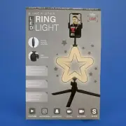 New 8 Inch Star LED Ring Light Collapsible Tripod & In-line Remote & Phone Mount
