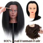 100% Human Hair Practising Mannequin Head Cosmetology Training Doll Manikin Head