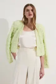 Rosette Texture Crop Woven Jacket